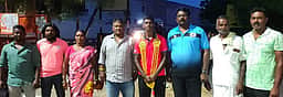 கோவில்பட்டியில் சா்வதேச ஹாக்கி வீரருக்கு வரவேற்பு