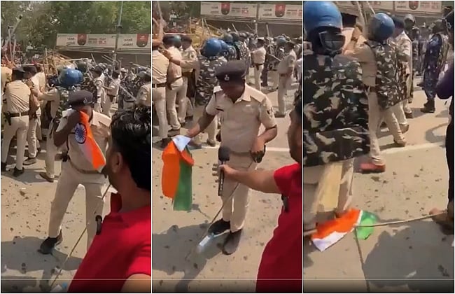 சிஜேபி போராட்டத்தில் தேசியக் கொடியை அவமதித்த காவலர்!