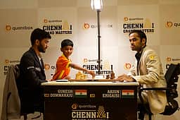 சென்னை கிராண்ட்மாஸ்டா்ஸ்:
உலக சாம்பியன் குகேஷை வீழ்த்தி அா்ஜுன் முதலிடம்