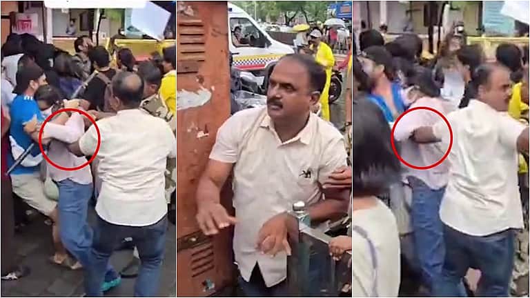 போராட்டத்தில் பெண்ணிடம்  அத்துமீறிய போலீஸ்காரர்! தப்பாக இல்லை என்கிறது காவல்துறை!