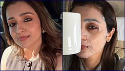 விமானத்தில் முகத்துக்கு ஷீட் மாஸ்க் பயன்படுத்திய த்ரிஷா! ஒரே ஒரு சந்தேகம்?