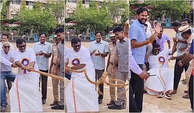 வினையான விளையாட்டு! கயிறு அறுந்து தடுமாறி கீழே விழுந்த அமைச்சர்!