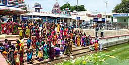 ஆடிப்பெருக்கு காரைக்குடி கோயில் ஊருணிக் கரையில் பெண்கள் சிறப்பு வழிபாடு