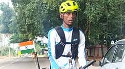 போதை இல்லா இந்தியாவை வலியுறுத்தி காவலா் விழிப்புணா்வு சைக்கிள் பயணம்
