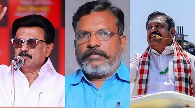 DMK leader M.K. Stalin, VCK leader Thirumavalavan, AIADMK General Secretary Thirumavalavan