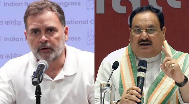 Leader of the Opposition in the Lok Sabha Rahul Gandhi, Union Minister J.P. Nadda