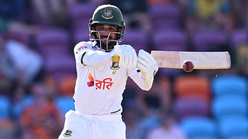 Bangladesh's Mominul Haque bats against Australia during their cricket test match in Darwin, Australia, Thursday, Aug. 13, 2026. (James Ross/AAP Image via AP)
