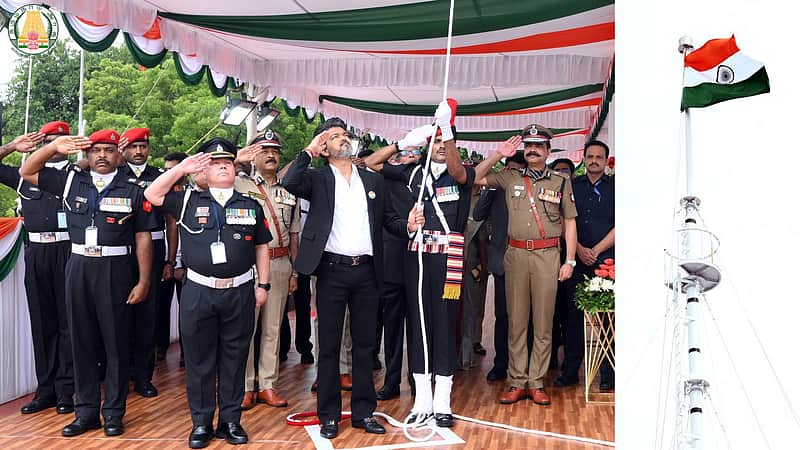 Chief Minister Vijaya hoisted the national flag.