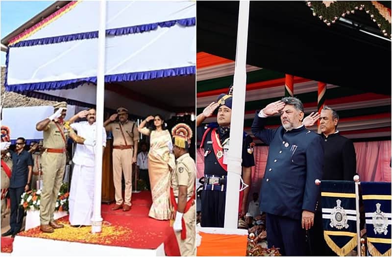 keralam, karnataka cms hoists flag