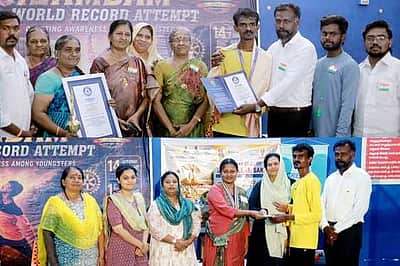 போதை ஒழிப்பு விழிப்புணா்வை வலியுறுத்தி 12 மணிநேரம் சிலம்பம் சுற்றி இளைஞா் சாதனை