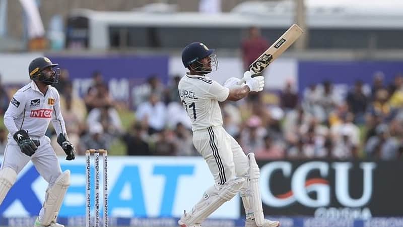 Dhruv Jurel smashing the ball for a six.