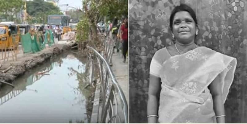 Woman dies after falling into a stormwater drain pit in Chennai Anna Nagar