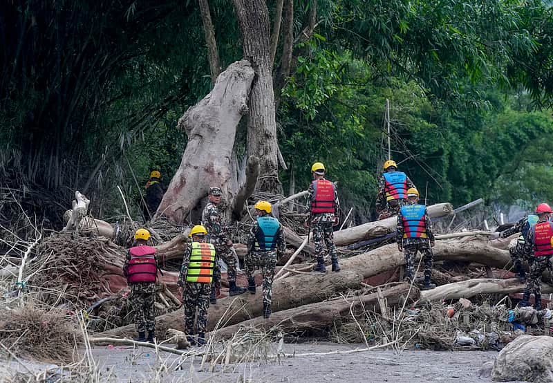 Personnel engaged in rescue operations.