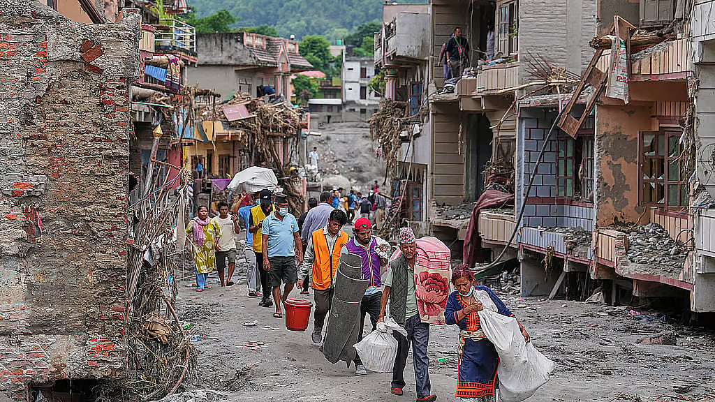 People affected by the massive floods in Nepal.