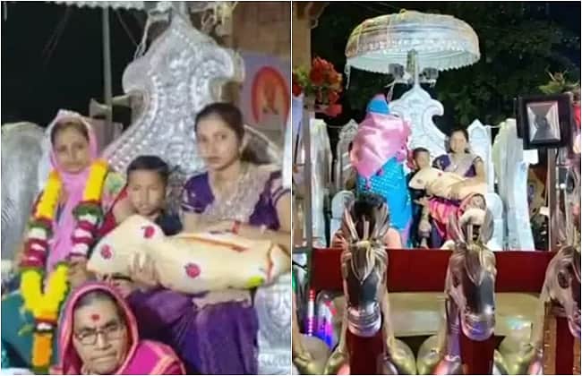200 ஆண்டுகளுக்குப் பிறகு முதல் பெண் குழந்தை! தேரில் ஊர்வலம் நடத்திய குடும்பத்தினர்!