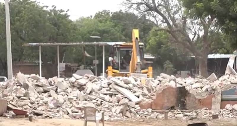 The school building that was demolished and razed to the ground.