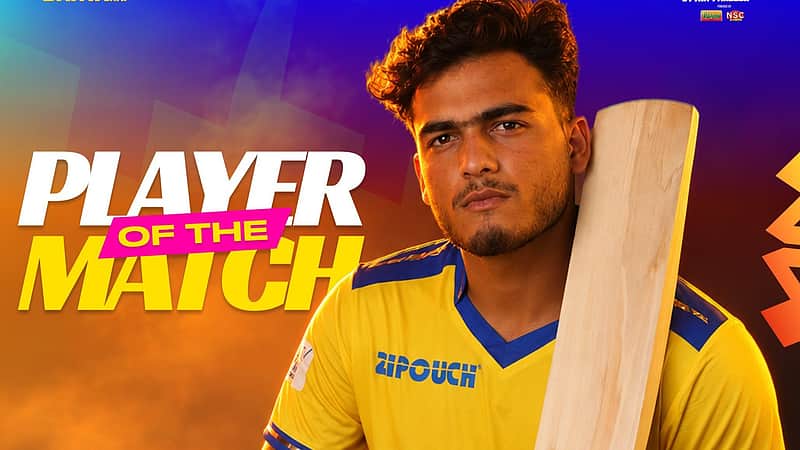 'Player of the Match' Prashanth Veer poster.