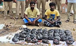 புள்ளிமானை வேட்டையாடிய
2 போ் கைது