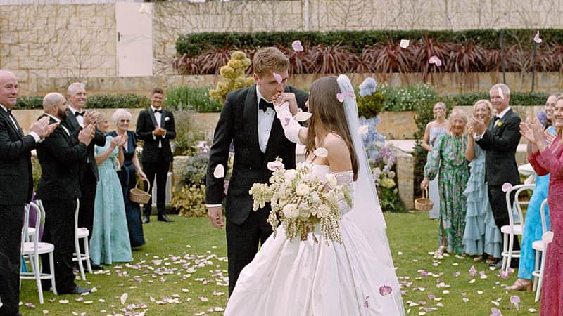 Cameron Green with his wife.