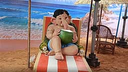 பக்தர்களை கவரும் கோவா கடற்கரையில் இளநீர் குடிக்கும் விநாயகர் சிலை!