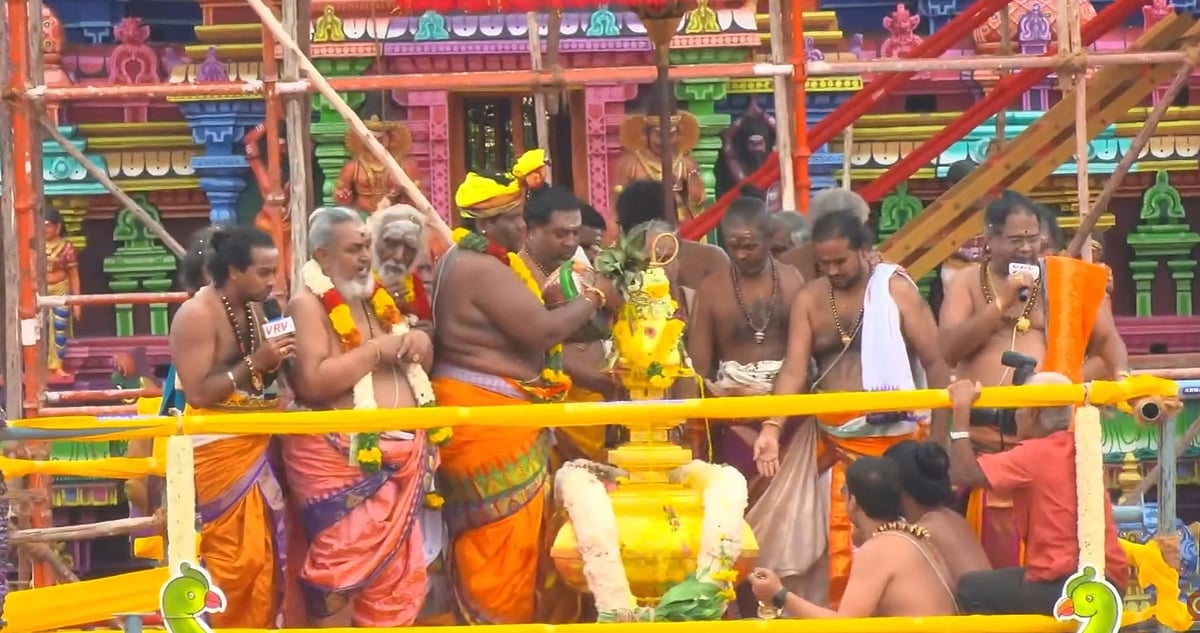 மதுரை மீனாட்சி சுந்தரேசுவரர் கோயில் குடமுழுக்கு கோலாகலம்.