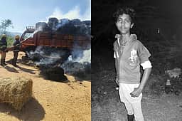 நத்தம் அருகே வைக்கோல் லாரியில் தார்ப்பாய் அகற்றியபோது மின்சாரம் பாய்ந்து சிறுவன் பலி