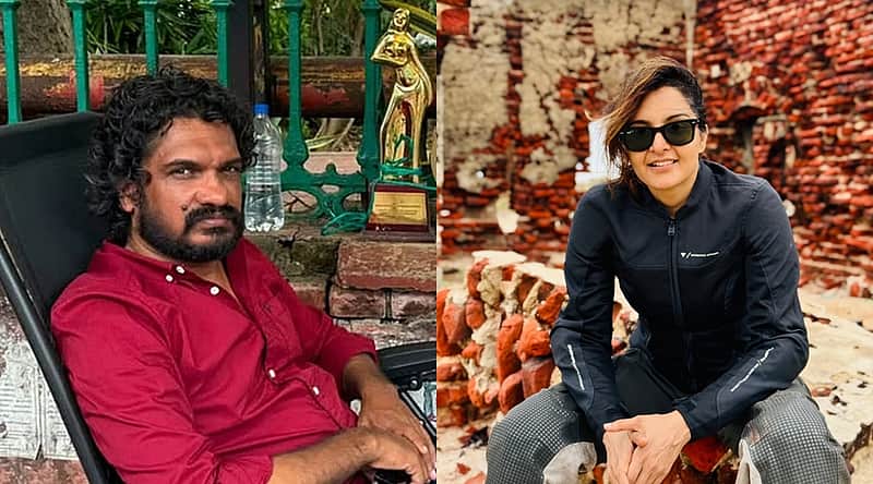 Sanal Kumar Sasidharan (L), Manju Warrier (R)