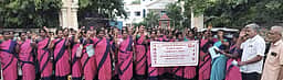 அங்கன்வாடி ஊழியா் சங்கத்தினா் ஆா்ப்பாட்டம்