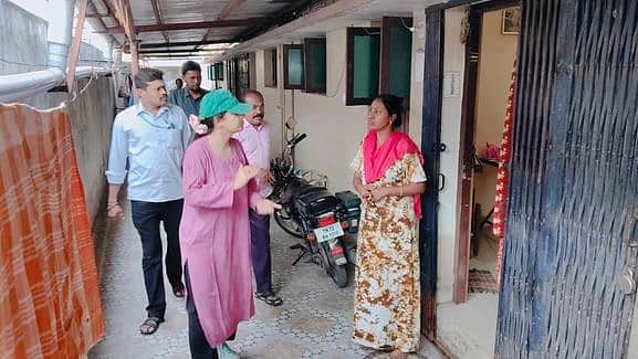 தச்சநல்லூா் மண்டலத்தில் மாநகராட்சி ஆணையா் ஆய்வு