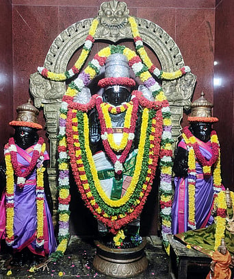 திருப்பதி வெங்கடாசலபதி அலங்காரத்தில் அருள்பாலித்த மூலவா் பேசும் பெருமாள்.