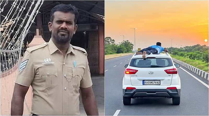 Head Constable Velmurugan traveled while lying on the roof of the car.