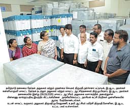 நாகா்கோவிலில் மின்னணு வாக்குப்பதிவு இயந்திர வைப்பறையில் தலைமைத் தோ்தல் அதிகாரி ஆய்வு