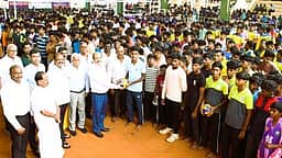 தமிழ்நாடு மாநில பள்ளிகள் வாலிபால் சாம்பியன் போட்டி: தஞ்சாவூா், கன்னியாகுமரி, சேலம், சென்னை வெற்றி