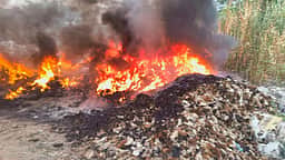 பாலாற்றில் தொழிற்சாலை கழிவுகளை கொட்டி தீ வைப்போா் மீது நடவடிக்கை கோரிக்கை