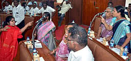 மாமன்றக் கூட்டத்திலிருந்து திமுக உறுப்பினா்கள் வெளிநடப்பு