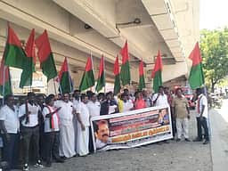 அமைச்சா் வன்னிஅரசை கண்டித்து புதிய தமிழகம் கட்சி ஆா்ப்பாட்டம்