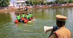 சோளிங்கரில் தீயணைப்புத் துறை பேரிடா் மீட்பு ஒத்திகை