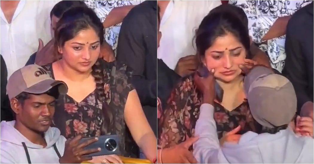 இப்படி பண்றீங்களேப்பா... ரச்சிதாவின் கன்னத்தைக் கிள்ளிய ரசிகர்!