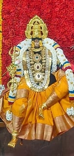 ஊஞ்சல் உற்சவத்தில் அருள்பாலித்த அம்பாள்.