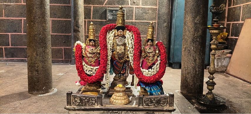 புரட்டாசி மாத மூன்றாவது சனிக்கிழமையையொட்டி கடலூா் அருகே உள்ள திருவந்திபுரம் தேவநாதசுவாமி கோயிலில் சிறப்பு அலங்காரத்தில் அருள்பாலித்த சுவாமி.
