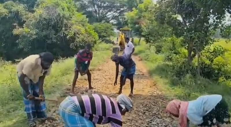 Villagers came together to construct a 2-km road at their own expense.