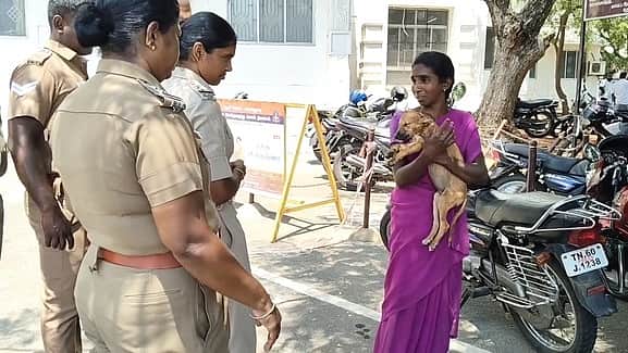 மாவட்ட ஆட்சியா் அலுவலகத்துக்கு இறந்த நாய்க்குட்டியுடன் வந்த பெண்
