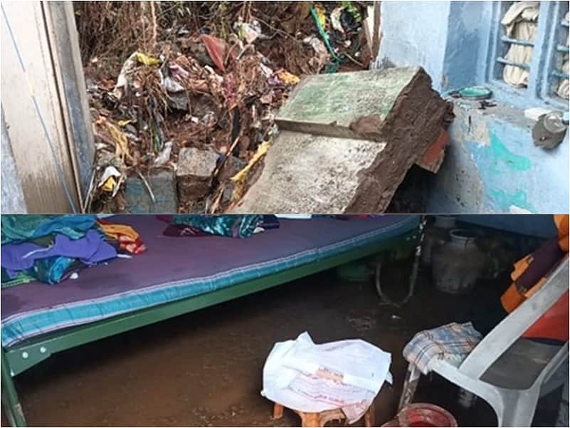 மேட்டுப்பாளையம் அருகே பள்ளி சுற்றுச்சுவர் இடிந்தது: கழிவு நீா்  குடியிருப்புகளுக்குள் புகுந்ததால் மக்கள் அவதி