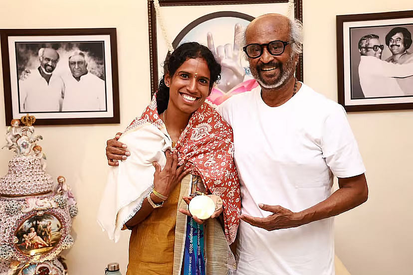 தங்க மங்கை வித்யா ராம்ராஜை நேரில் பாராட்டிய ரஜினி - புகைப்படங்கள்