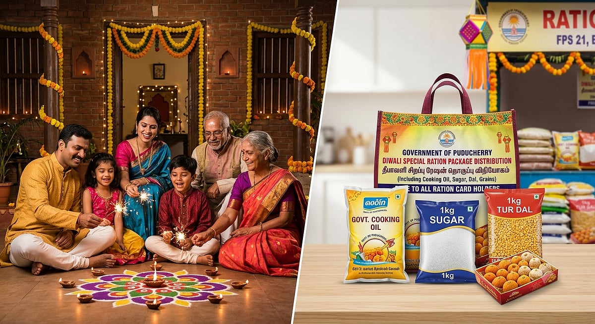 ரேஷன் அட்டைதாரர்களுக்கு ரூ. 700 தீபாவளி மளிகை தொகுப்பு! புதுவை அரசு