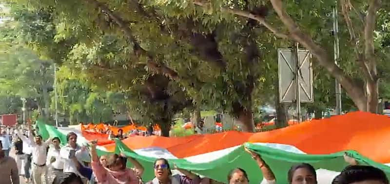 aam aadmi tricolour flag rally
