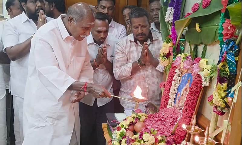 Saraswati Pooja at Puducherry Chief Minister's Office