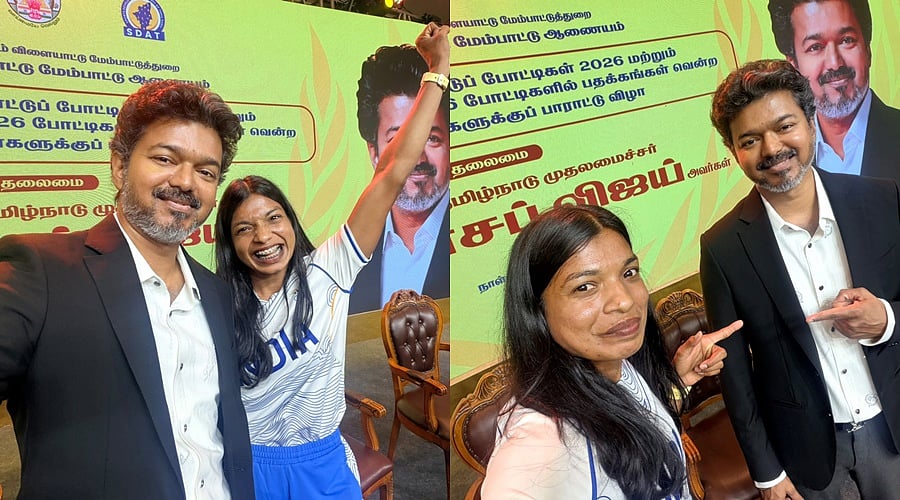 விஜய் அண்ணா... முதல்வருடன் எடுத்த புகைப்படங்களைப் பகிர்ந்த தமிழக வீராங்கனை! 