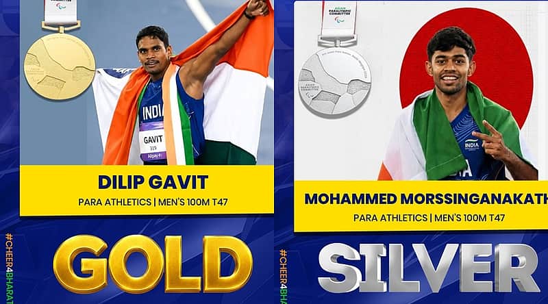 Indians win gold and silver in 100m athletics.