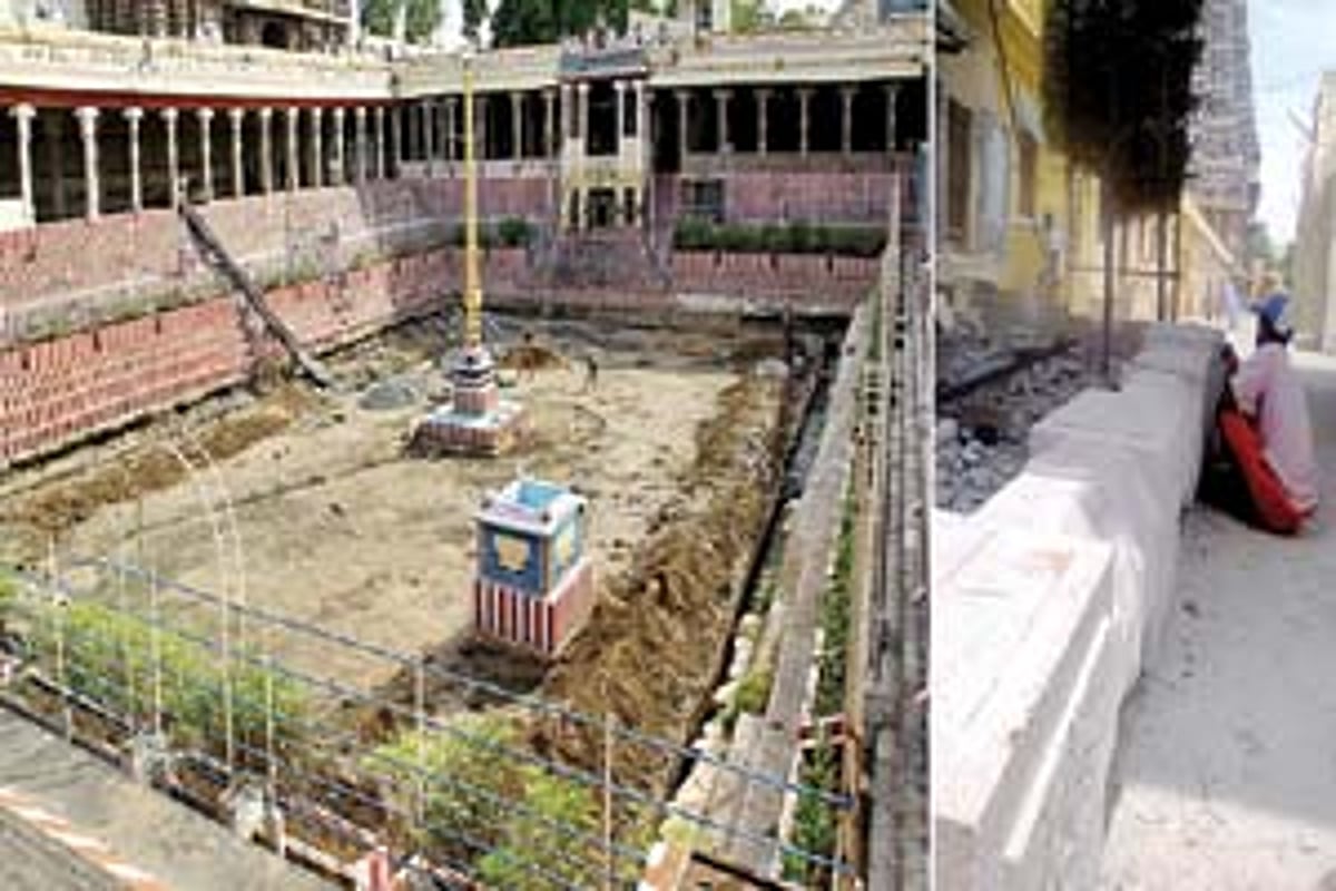 மீனாட்சியம்மன் கோயில் பொற்றாமரைக் குளம் பக்கவாட்டு மண்டபம் ரூ. 4 கோடியில் சீரமைப்பு